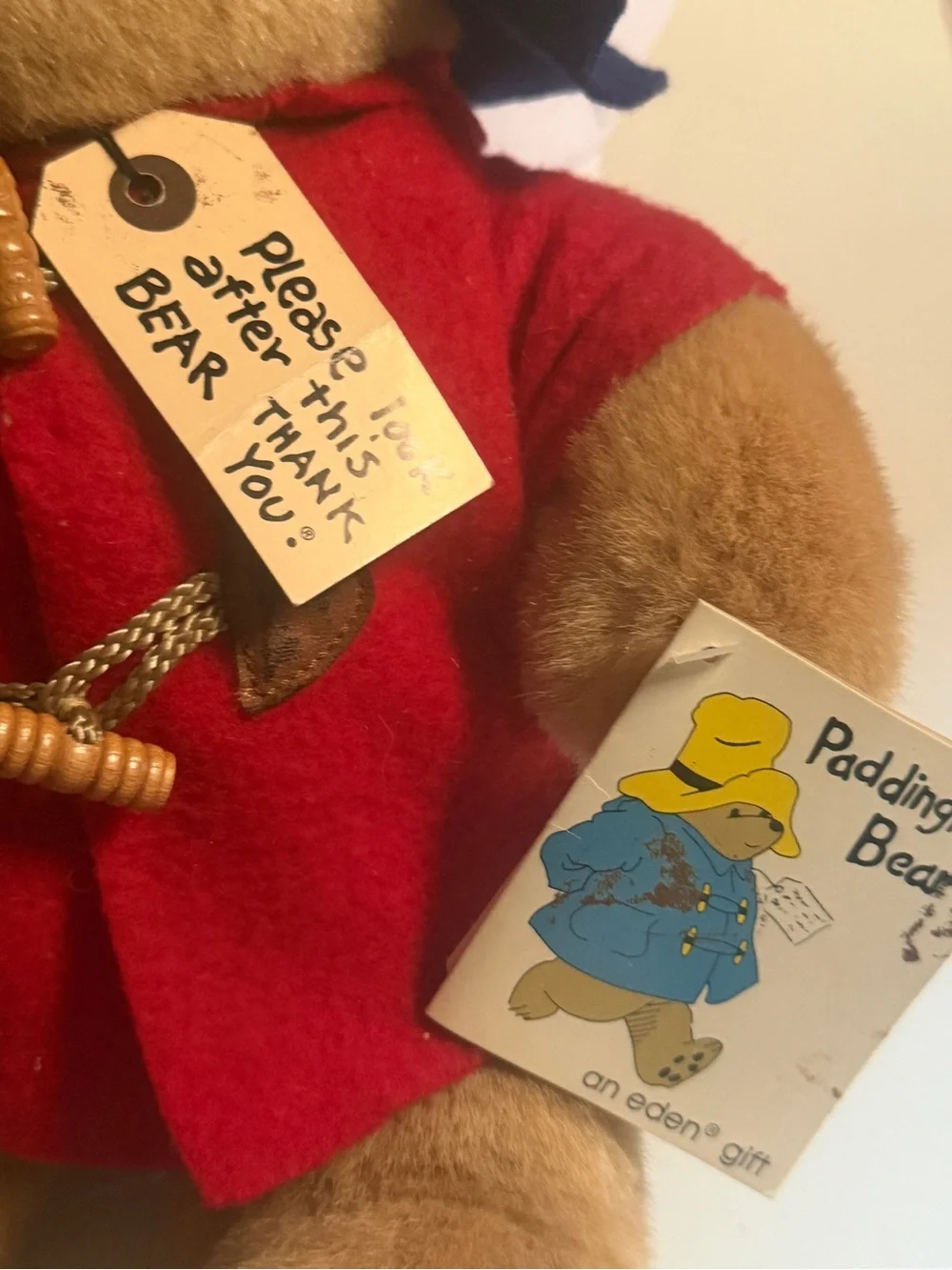 Classic Paddington Red-Coat Bear Plush with Blue Hat
